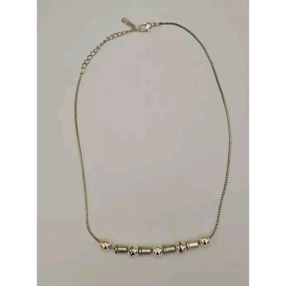 Napier Necklace Silver Tone Bead & Bar Adjustable‎ 16